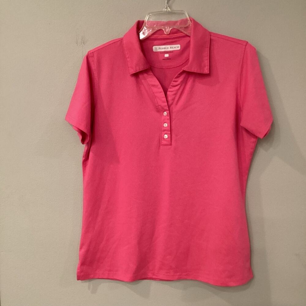 Pebble Beach Performance Ladies Magenta Golf Shirt in Size Large